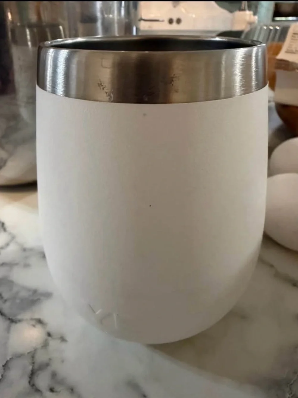 Yeti White and Stainless Steel Insulated Stemless Tumbler